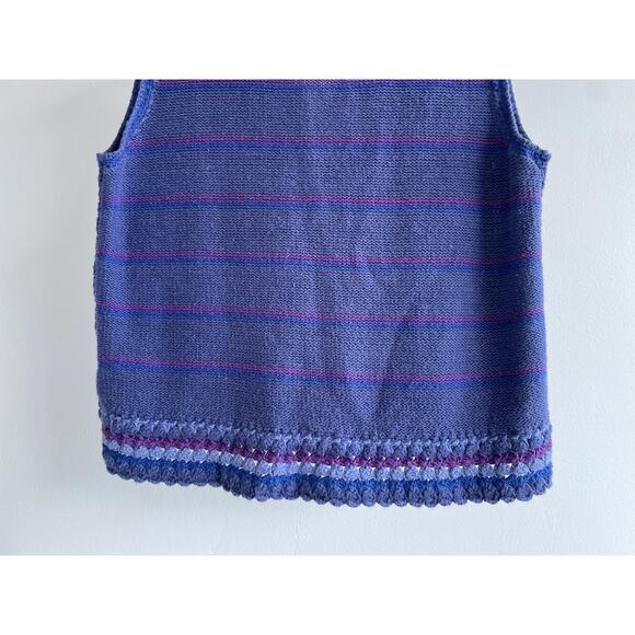 Vtg 90's Periwinkle Knit Floral Crochet Sz Petite Small Boho Fairy Grunge - Picture 8 of 10